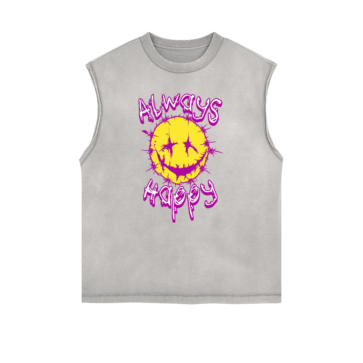 Frayed-Hem Street Art Graffiti Tank Top