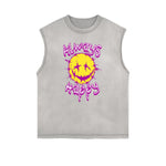 Frayed-Hem Street Art Graffiti Tank Top