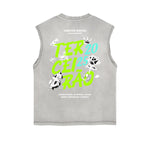 Distressed Graffiti Font Sleeveless Tee