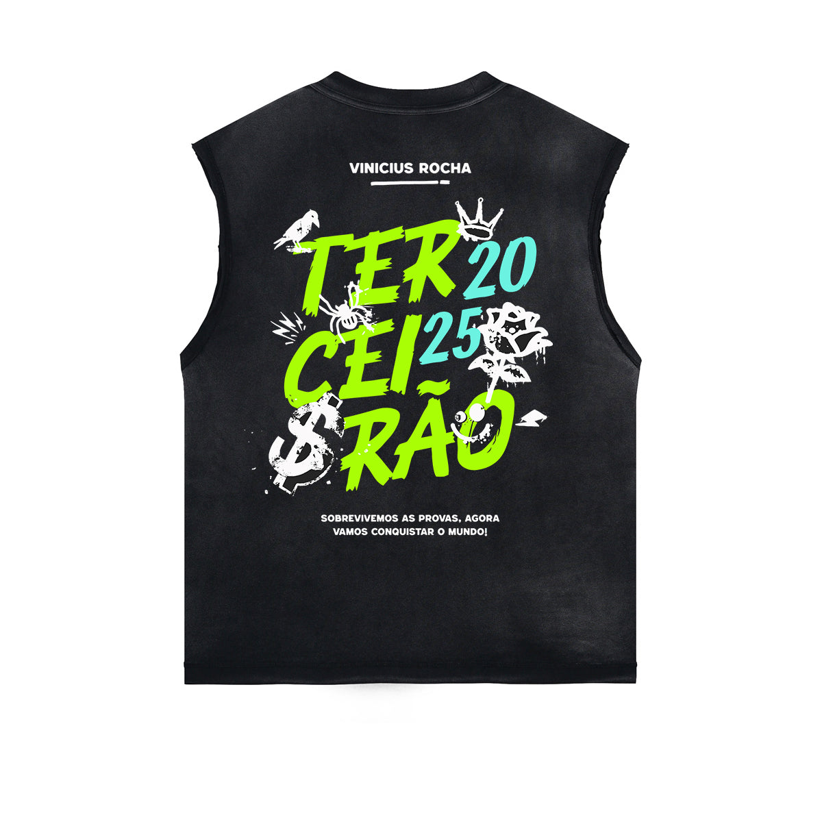 Distressed Graffiti Font Sleeveless Tee