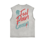 Frayed-Hem Street Art Graffiti Tank Top
