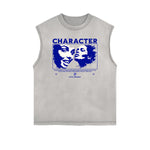 Frayed Edge Abstract Graphic Tank Top