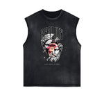 Distressed Sleeveless Abstract Graphic Tee