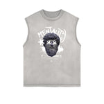 Frayed Edge Abstract Graphic Tank Top