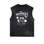 Distressed Sleeveless Abstract Graphic Tee