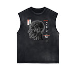 Distressed Sleeveless Abstract Graphic Tee