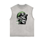 Frayed Edge Abstract Graphic Tank Top