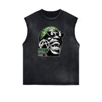 Distressed Sleeveless Abstract Graphic Tee
