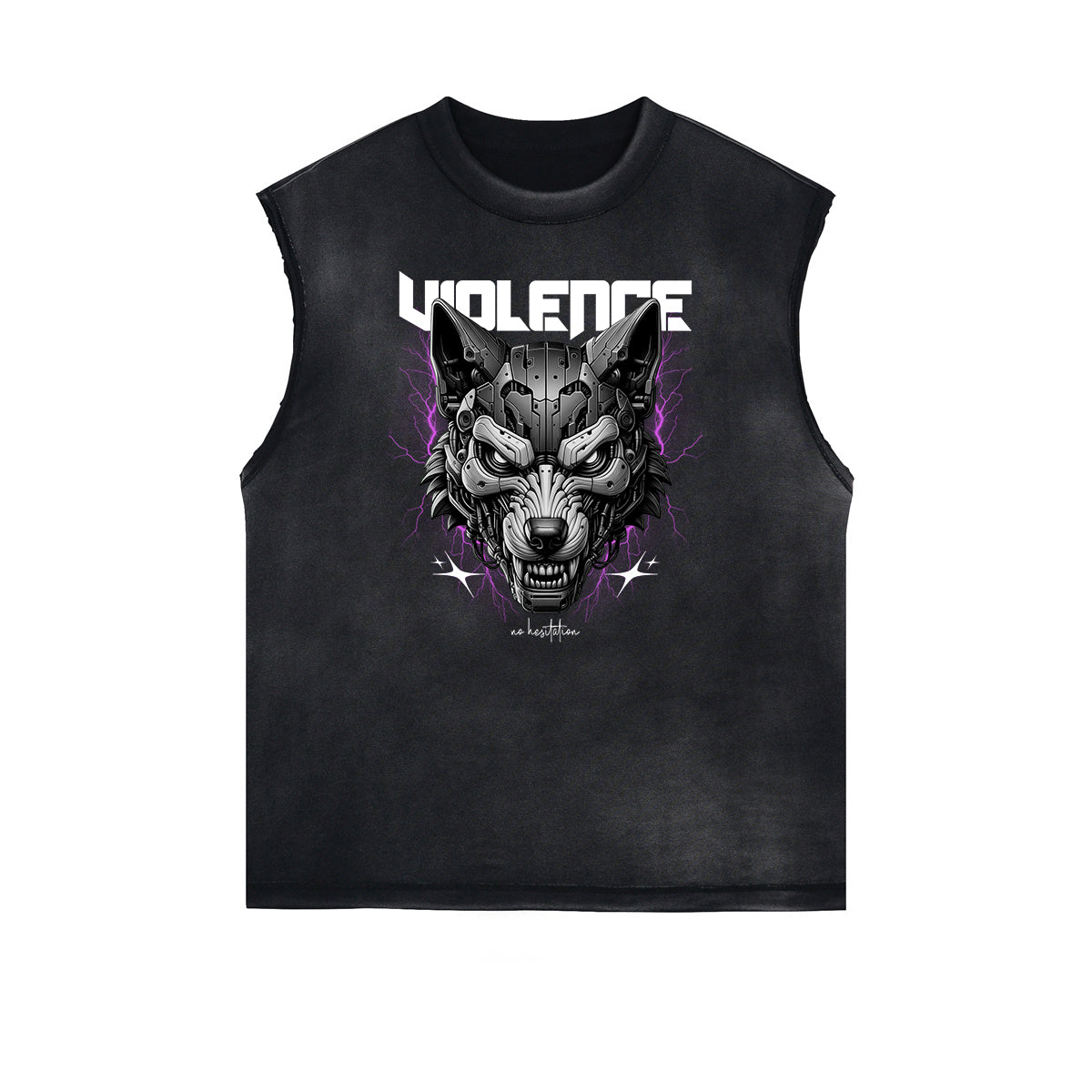 Distressed Sleeveless Abstract Graphic Tee