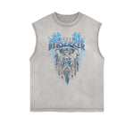 Frayed Edge Abstract Graphic Tank Top