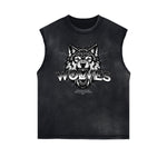 Distressed Sleeveless Abstract Graphic Tee