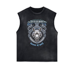 Distressed Sleeveless Abstract Graphic Tee