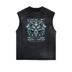 Distressed Sleeveless Abstract Graphic Tee