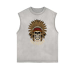 Frayed Edge Abstract Graphic Tank Top