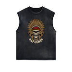 Distressed Sleeveless Abstract Graphic Tee