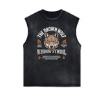 Distressed Sleeveless Guardian Pattern Tee