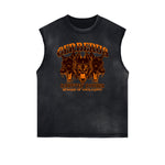 Distressed Sleeveless Guardian Pattern Tee