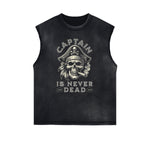 Distressed Sleeveless Guardian Pattern Tee