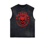 Distressed Sleeveless Guardian Pattern Tee