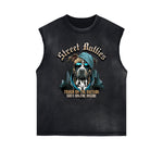 Distressed Sleeveless Guardian Pattern Tee