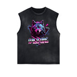 Distressed Sleeveless Guardian Pattern Tee