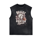 Distressed Sleeveless Guardian Pattern Tee