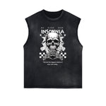 Distressed Sleeveless Guardian Pattern Tee