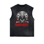 Distressed Sleeveless Guardian Pattern Tee