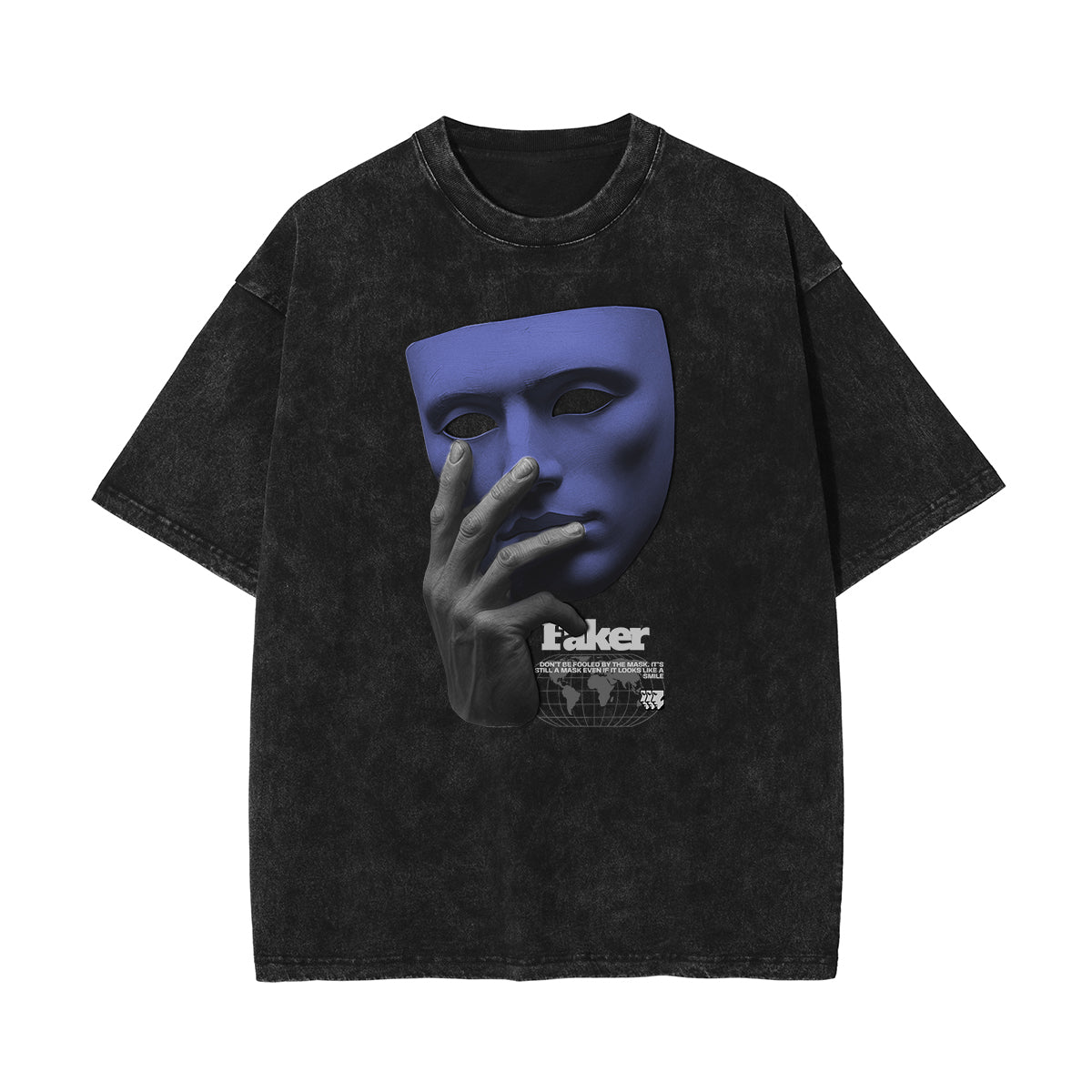 Stone Wash Mask Pattern T Shirt