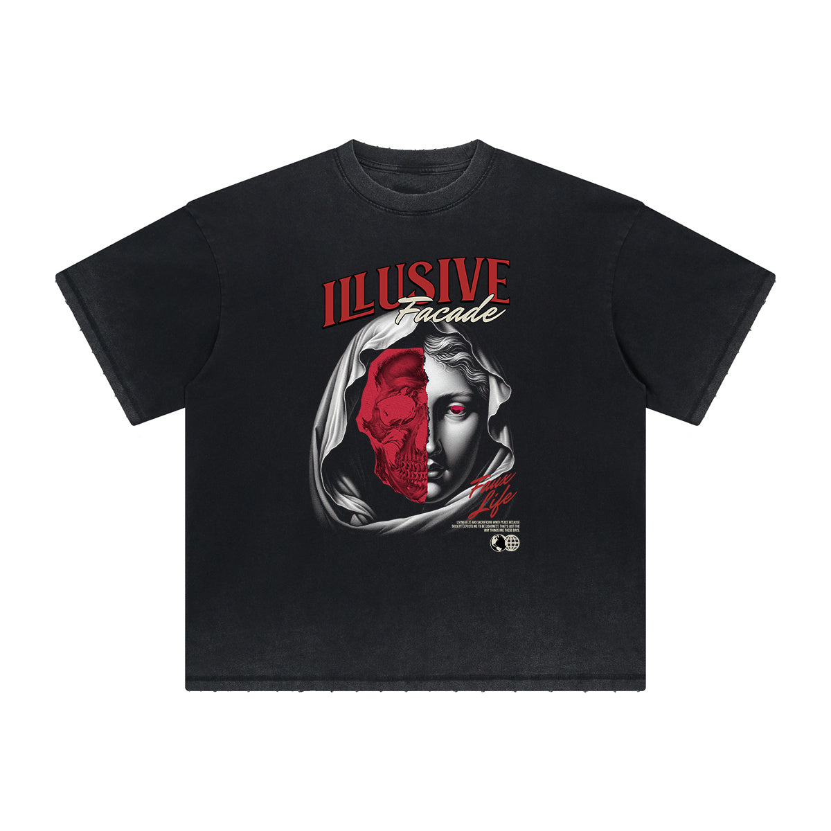 Thick Faded Mask Graphic T Shirt