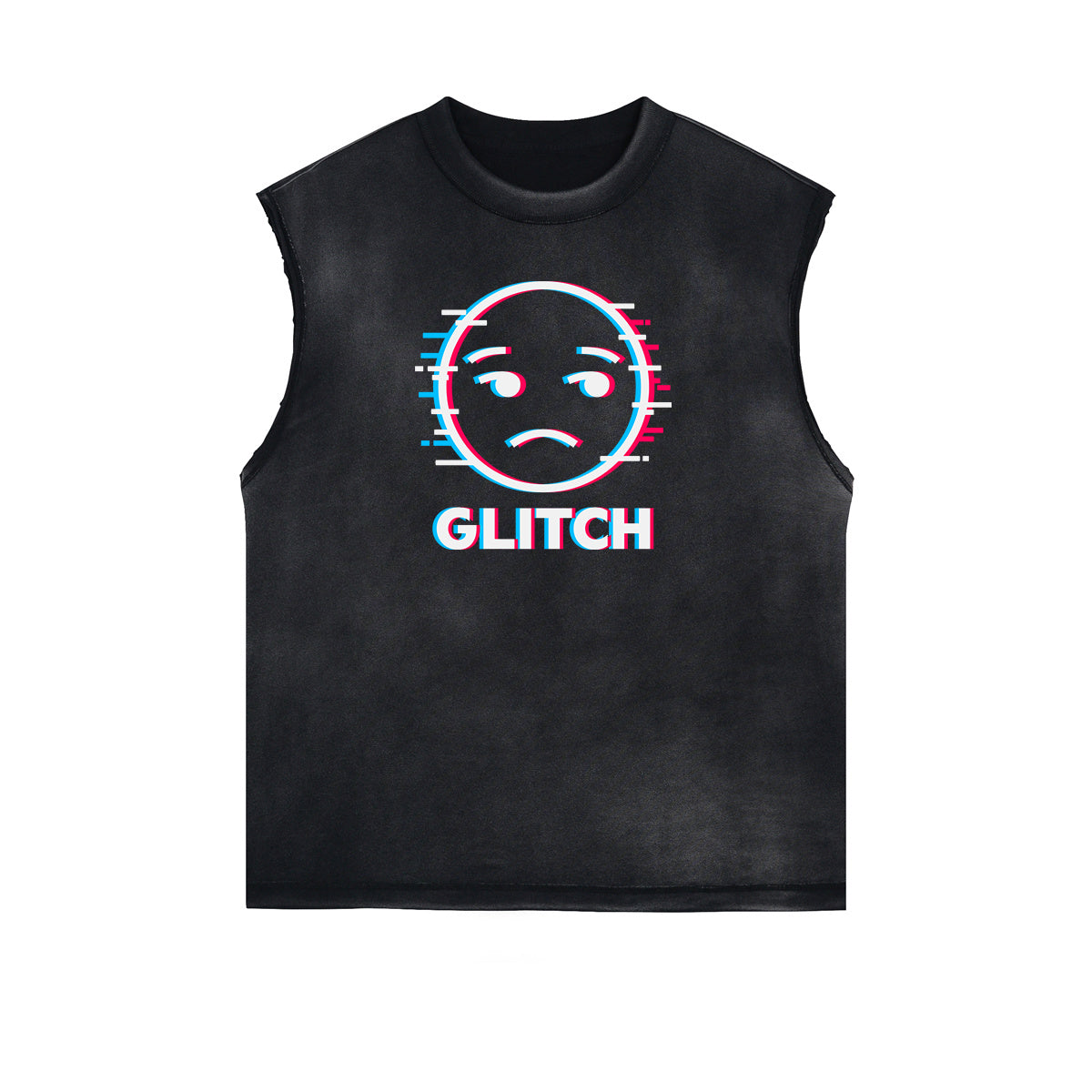 Distressed Sleeveless Mask Pattern Tee
