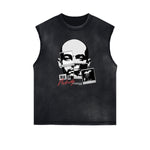 Distressed Sleeveless Mask Pattern Tee