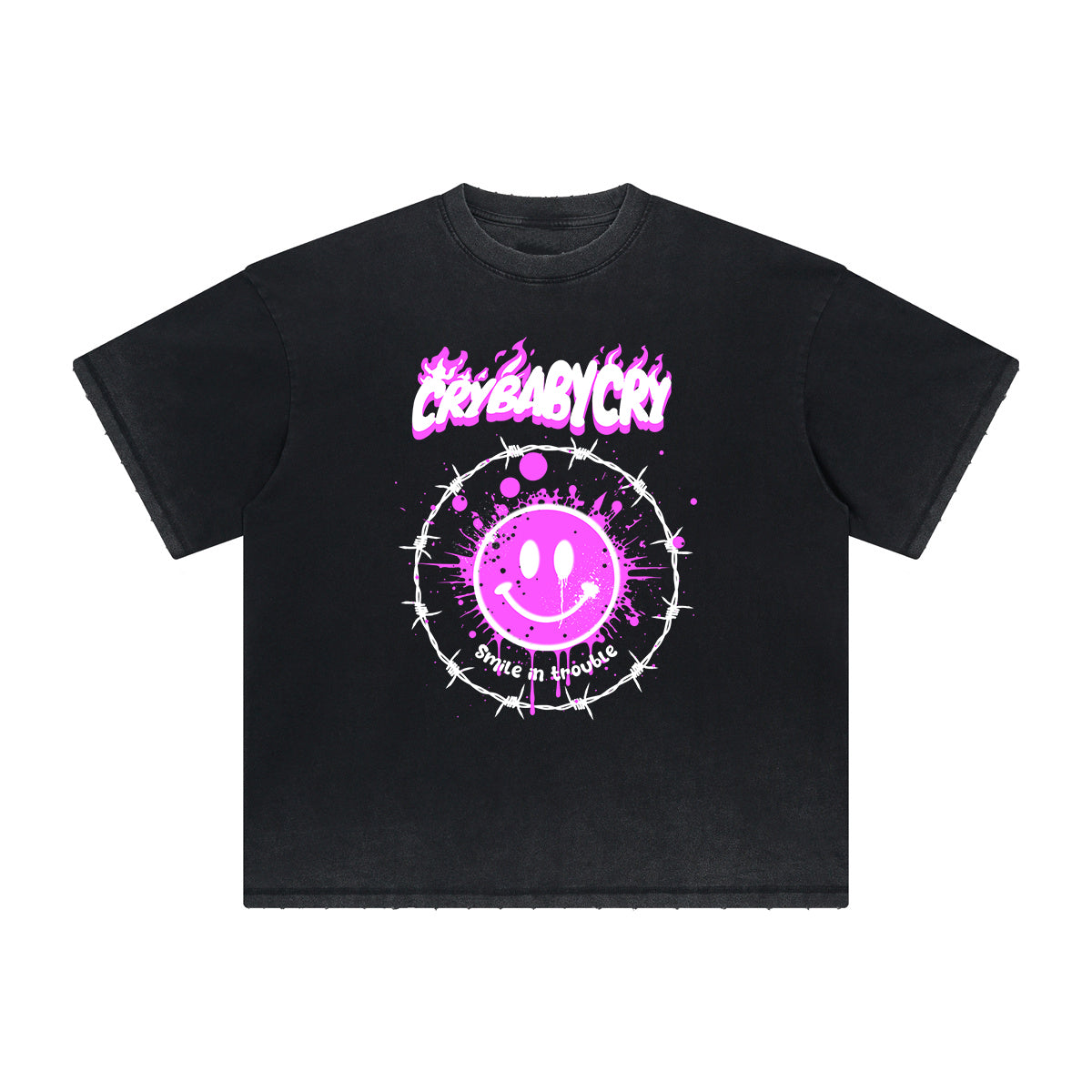 Thick Faded Mask Graphic T Shirt