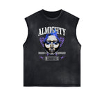 Distressed Sleeveless Mask Pattern Tee