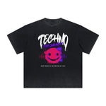 Thick Faded Mask Graphic T Shirt