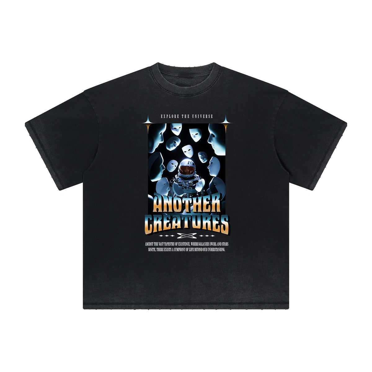 Thick Faded Mask Graphic T Shirt