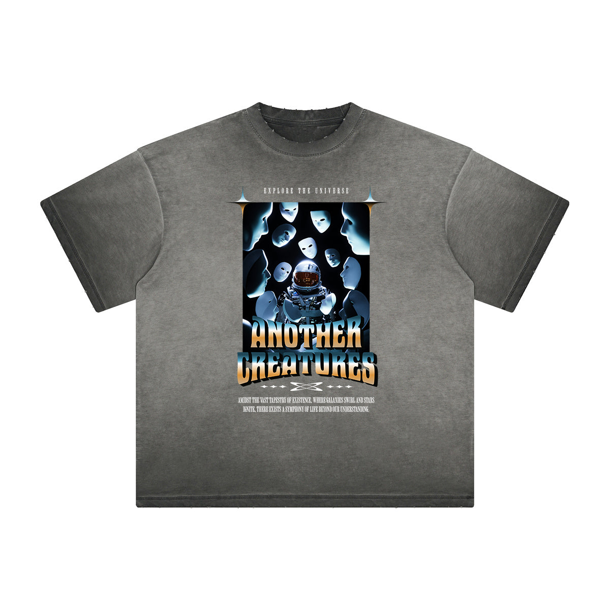 Vintage Frayed Mask Pattern Tee