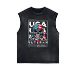 Frayed Edge American Skull Graphic Tank Top
