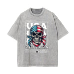 Washed American Skull Graphic Cotton Tee