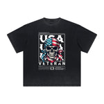 Vintage Frayed American Skull Pattern Tee