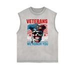 Distressed Sleeveless American Skull Pattern Tee