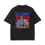 Stone Wash American Skull Pattern T Shirt