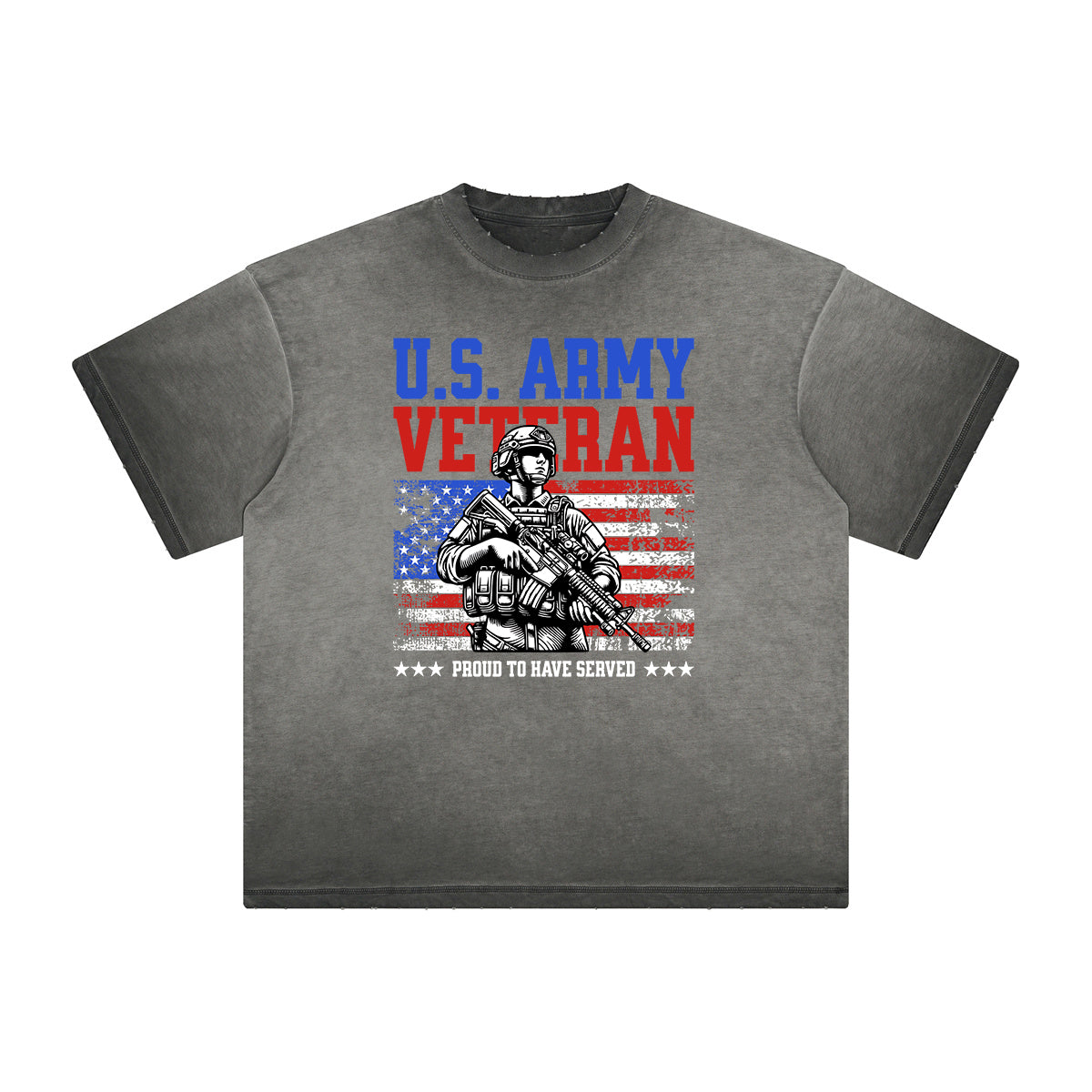 Thick Faded American Skull Graphic T Shirt