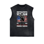 Frayed Edge American Skull Graphic Tank Top