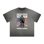 Thick Faded American Skull Graphic T Shirt