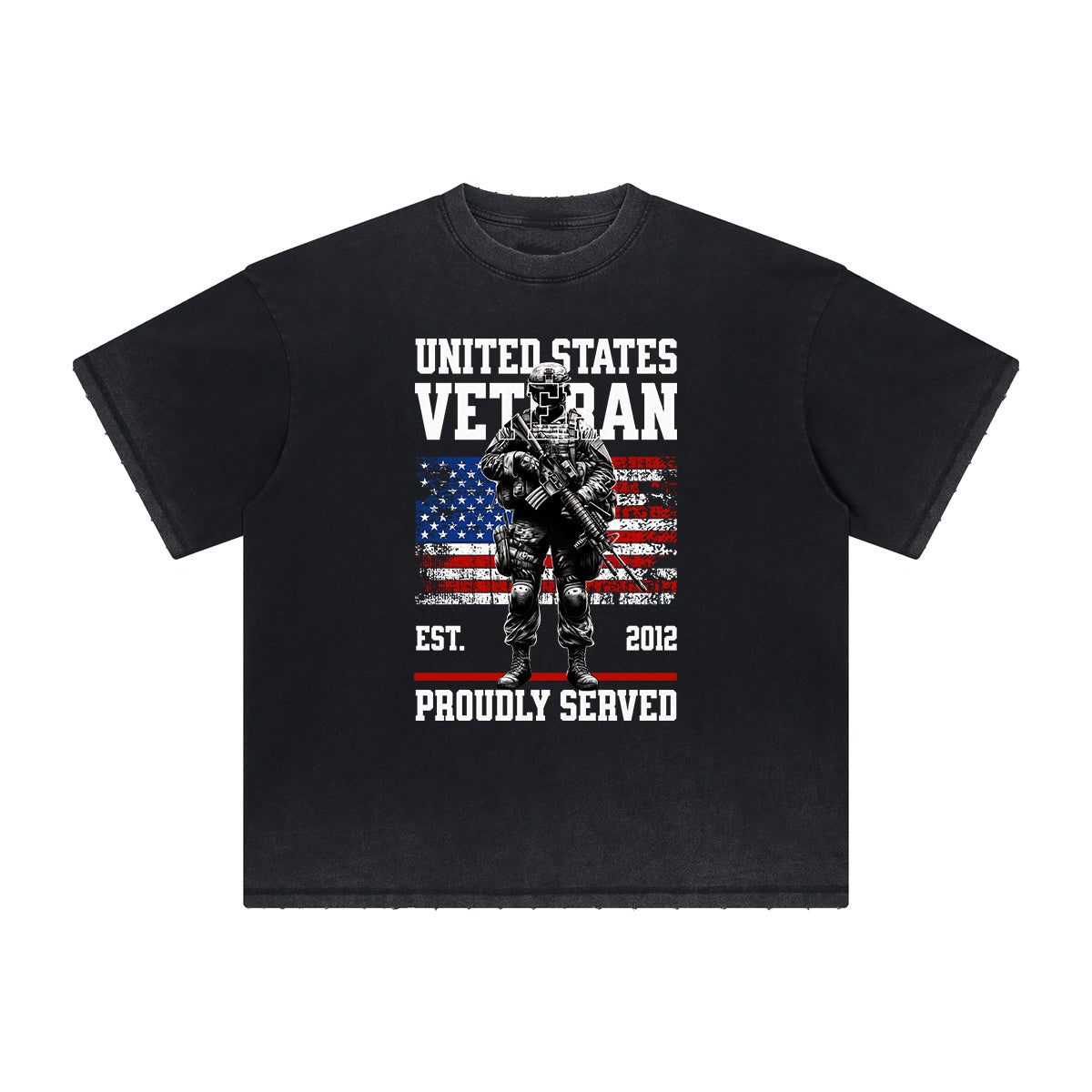 Vintage Frayed American Skull Pattern Tee