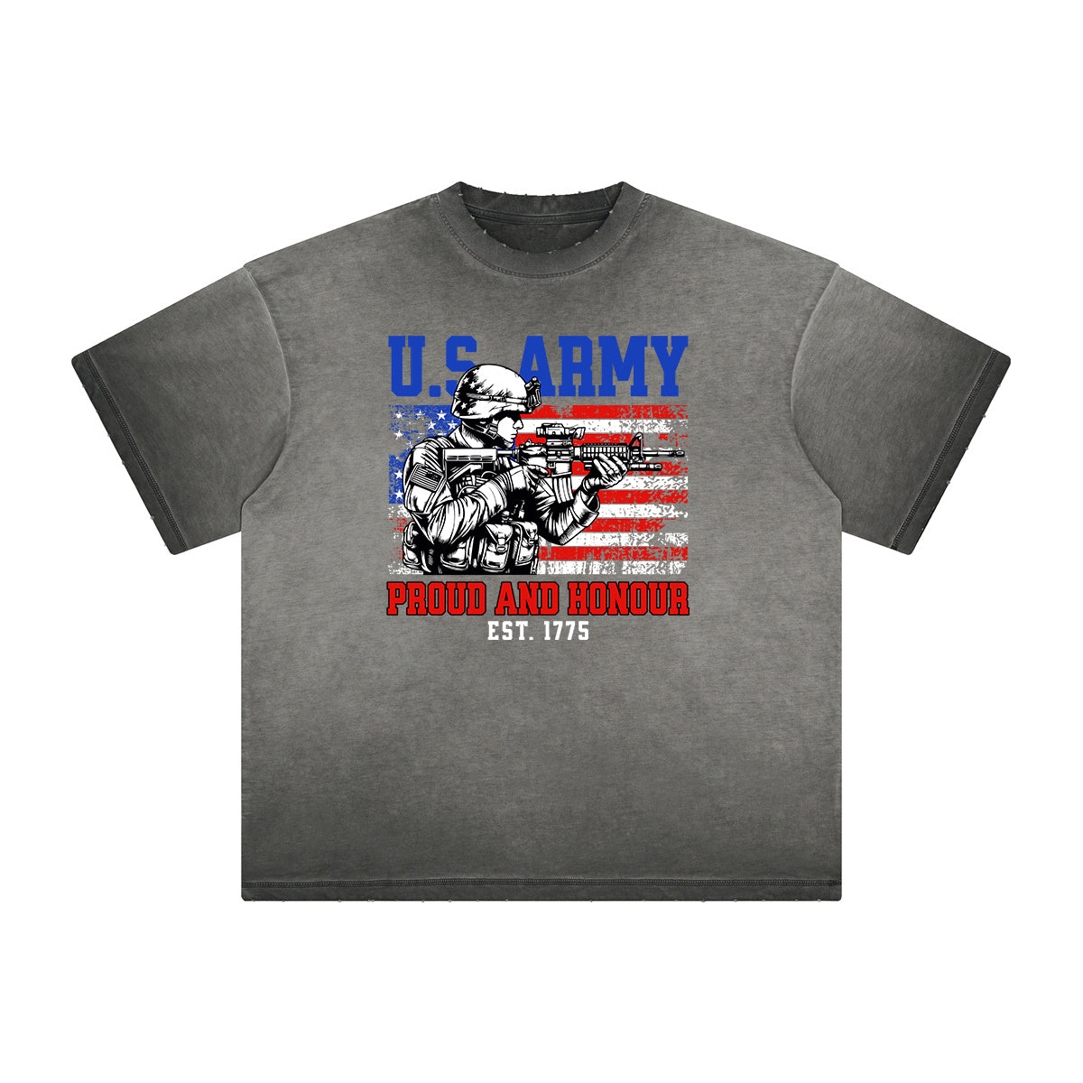 Thick Faded American Skull Graphic T Shirt