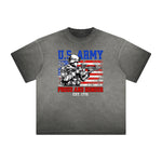 Thick Faded American Skull Graphic T Shirt