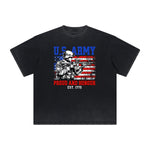 Vintage Frayed American Skull Pattern Tee