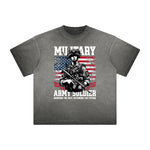 Thick Faded American Skull Graphic T Shirt